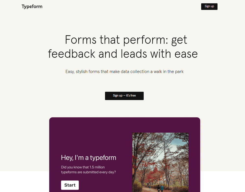 Typeform Landing Page